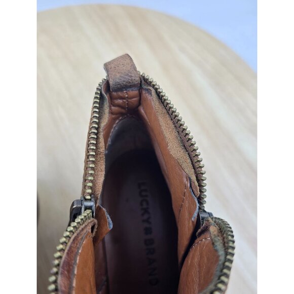 Lucky Brand Womens Basel Ankle Booties Brown Leather side Zip Sz 7M - Picture 5 of 8